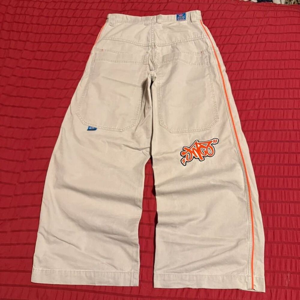 Vintage 90s JNCO Jeans Scoops Orange and Cream Lofty Fit Denim Jeans